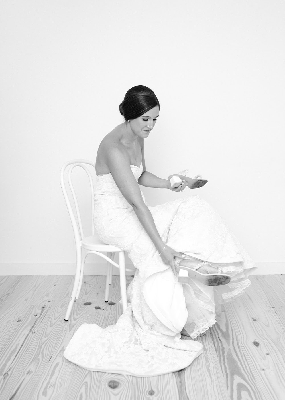 bride-changing-shoes