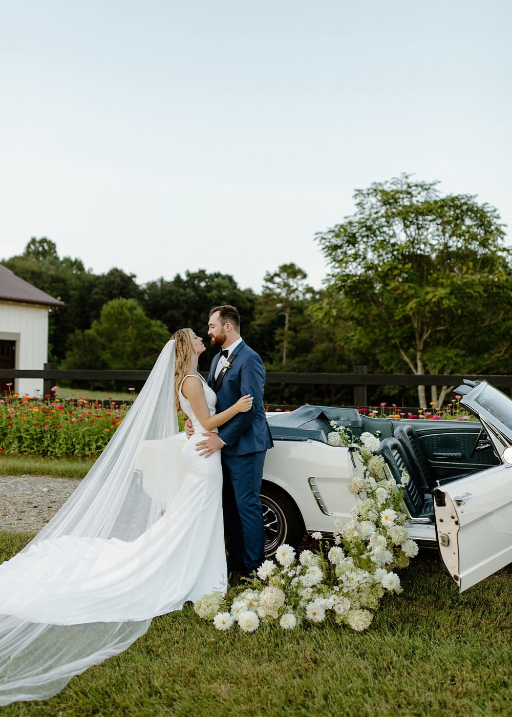 flower-spray-in-vintage-car